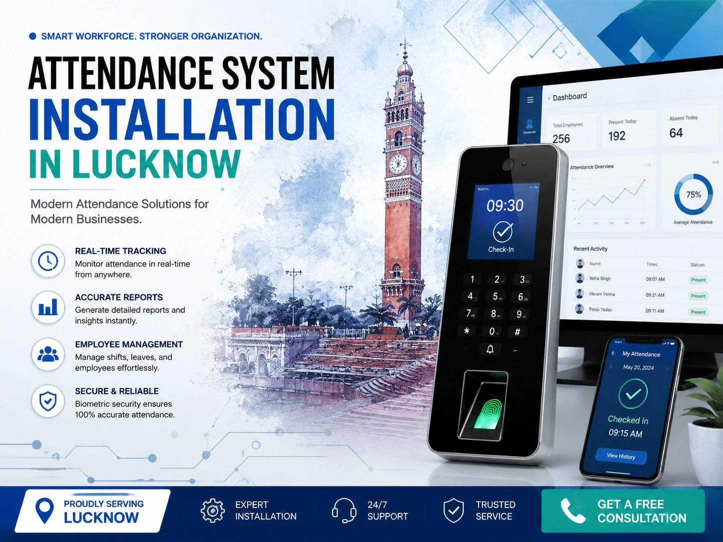 Biometric Fingerprint Attendance System Installation in Nirala Nagar Lucknow