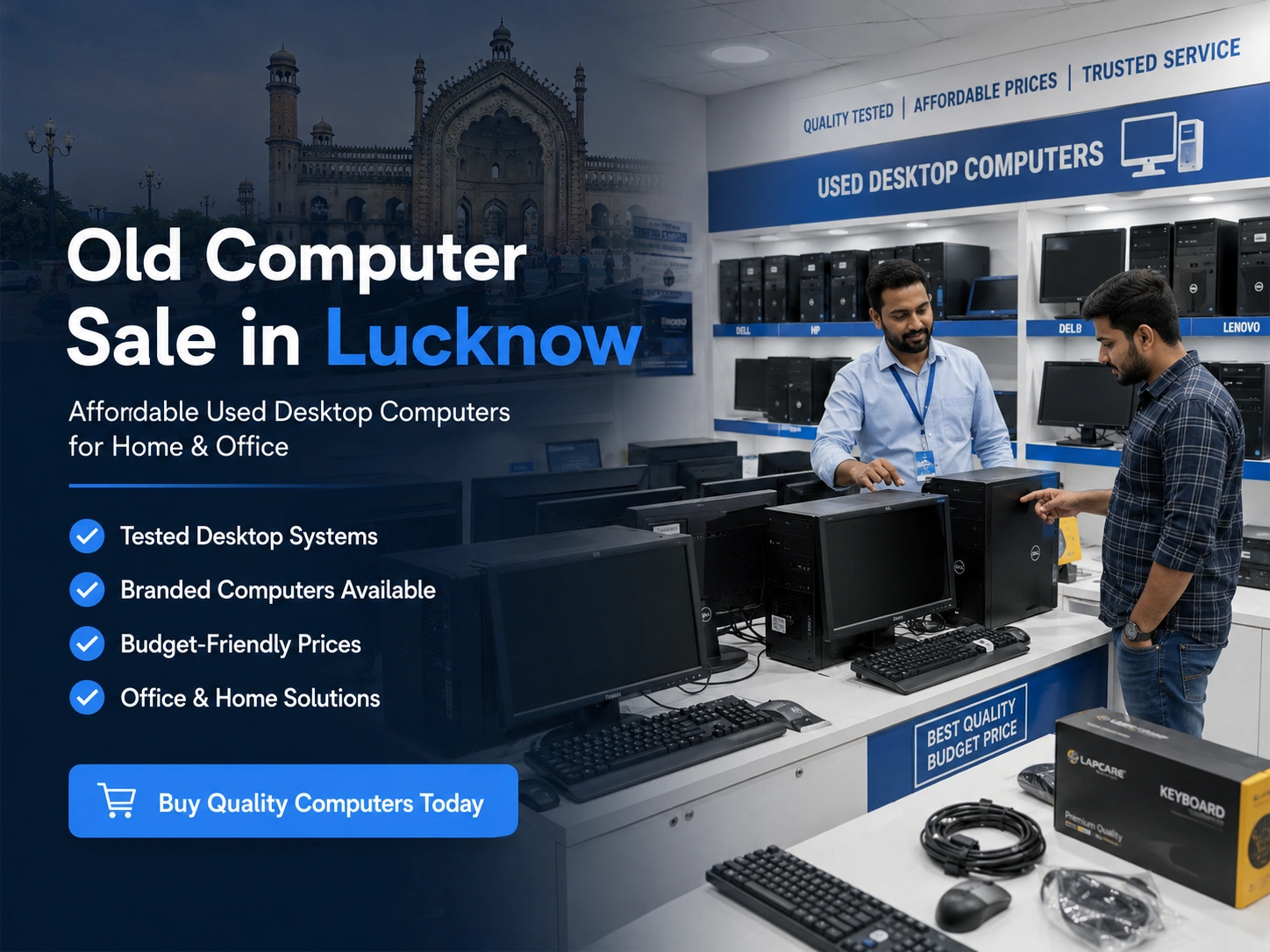 Tested old desktop computer ready for sale at Bharat Digitech, Lucknow
